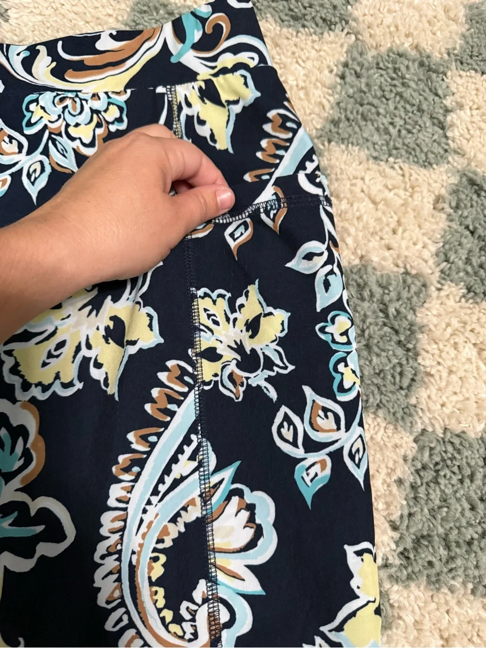 CHICOS navy blue floral pull on modest athletic skort mini skirt comfort summer